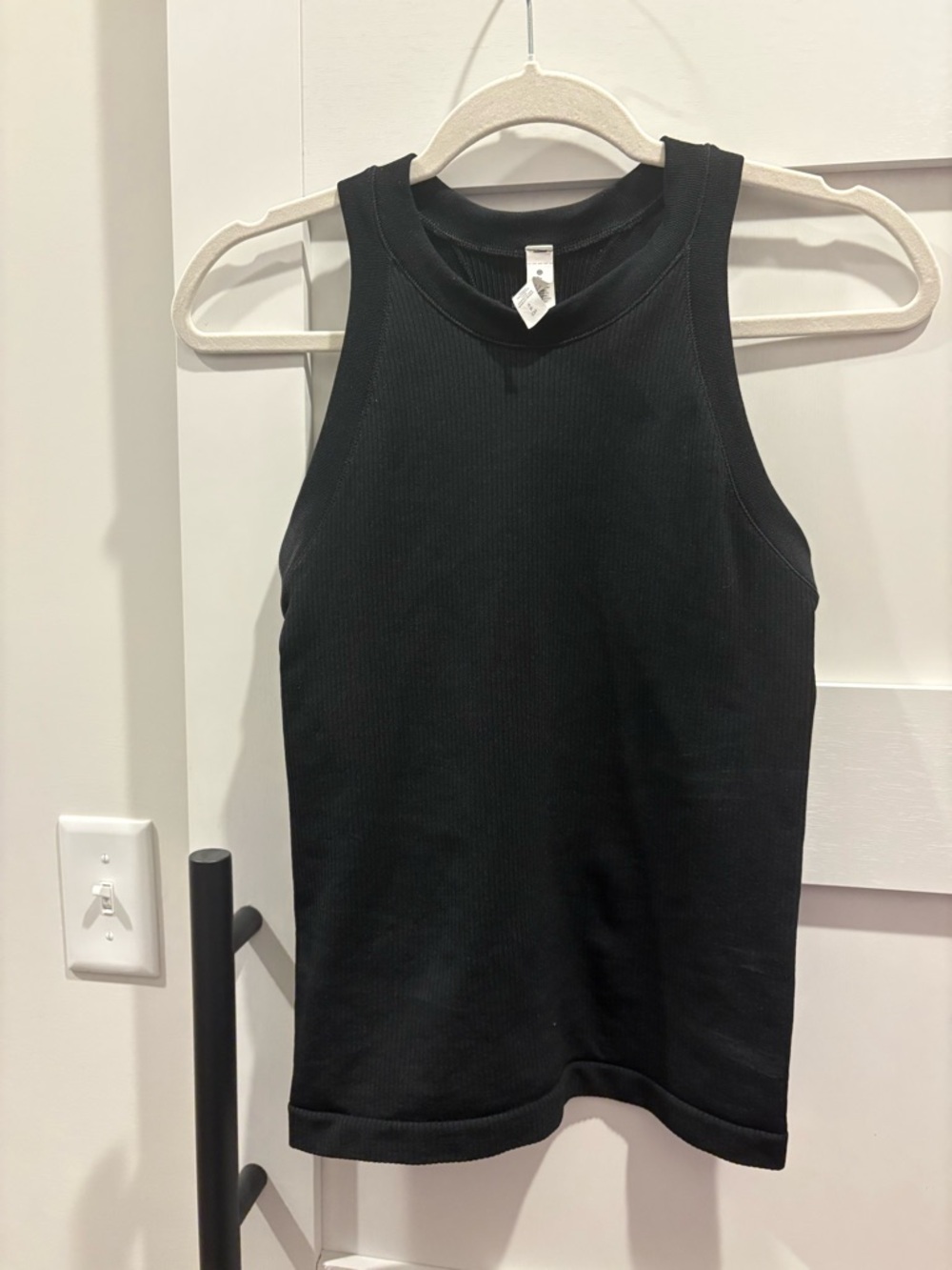 Athleta Black Ribbed High-Neck Tank